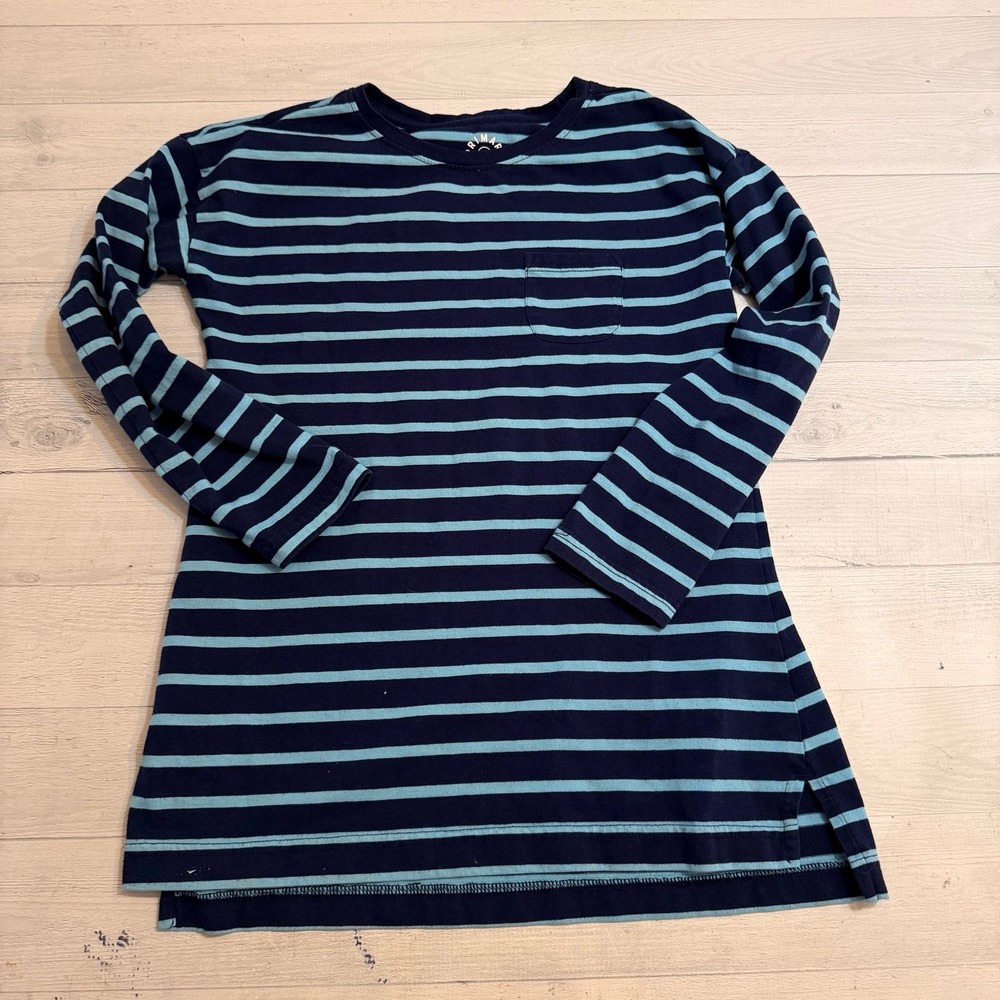 Primary kids light blue navy long sleeve stripe‎ legging tee size 12